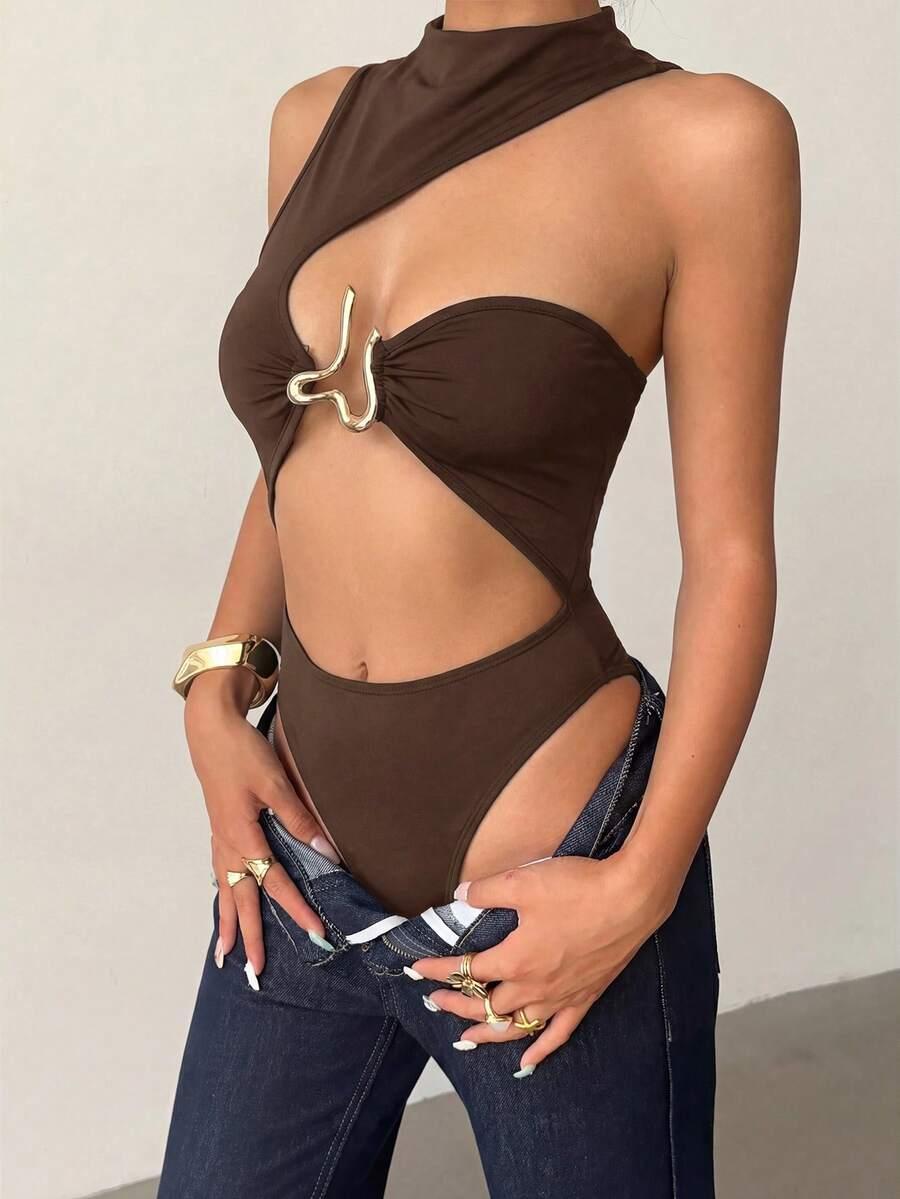 brązowe body asymetryczne