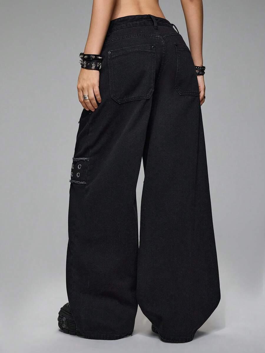 CZARNE SPODNIE JEANS