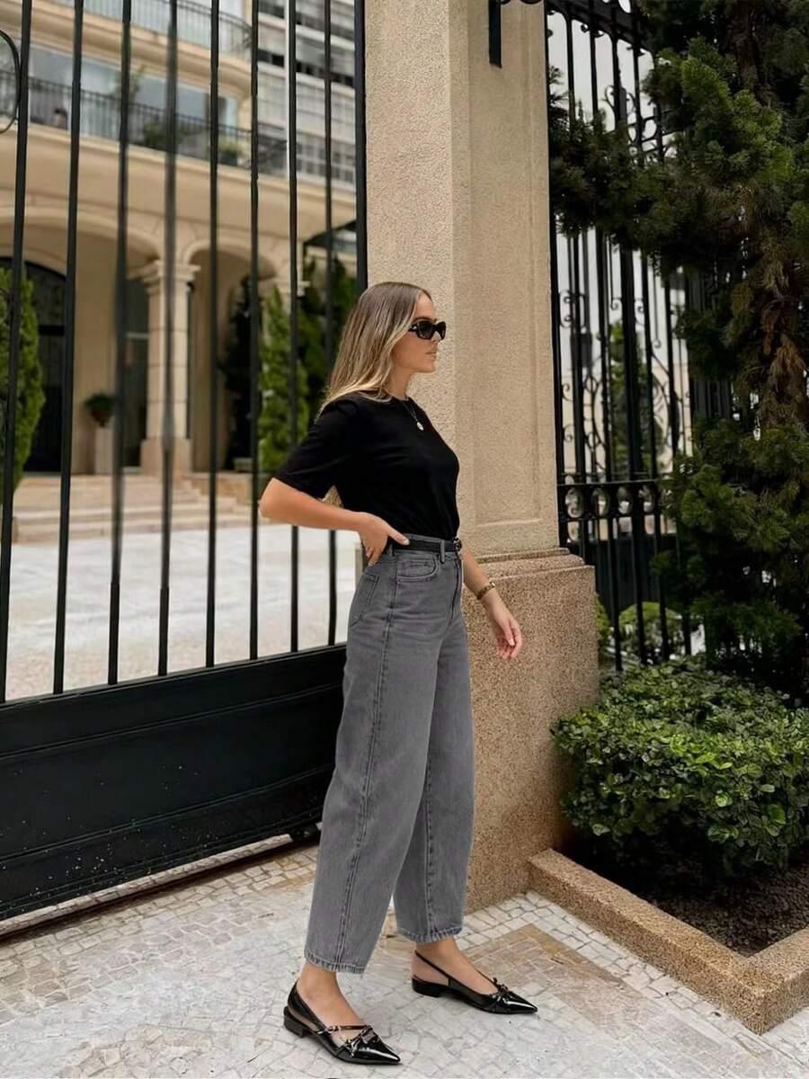 SZARE SPODNIE JEANS 7/8