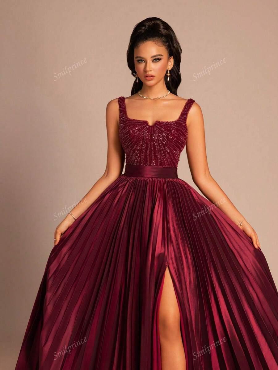 SATYNOWA PLISOWANA MAXI SUKIENKA