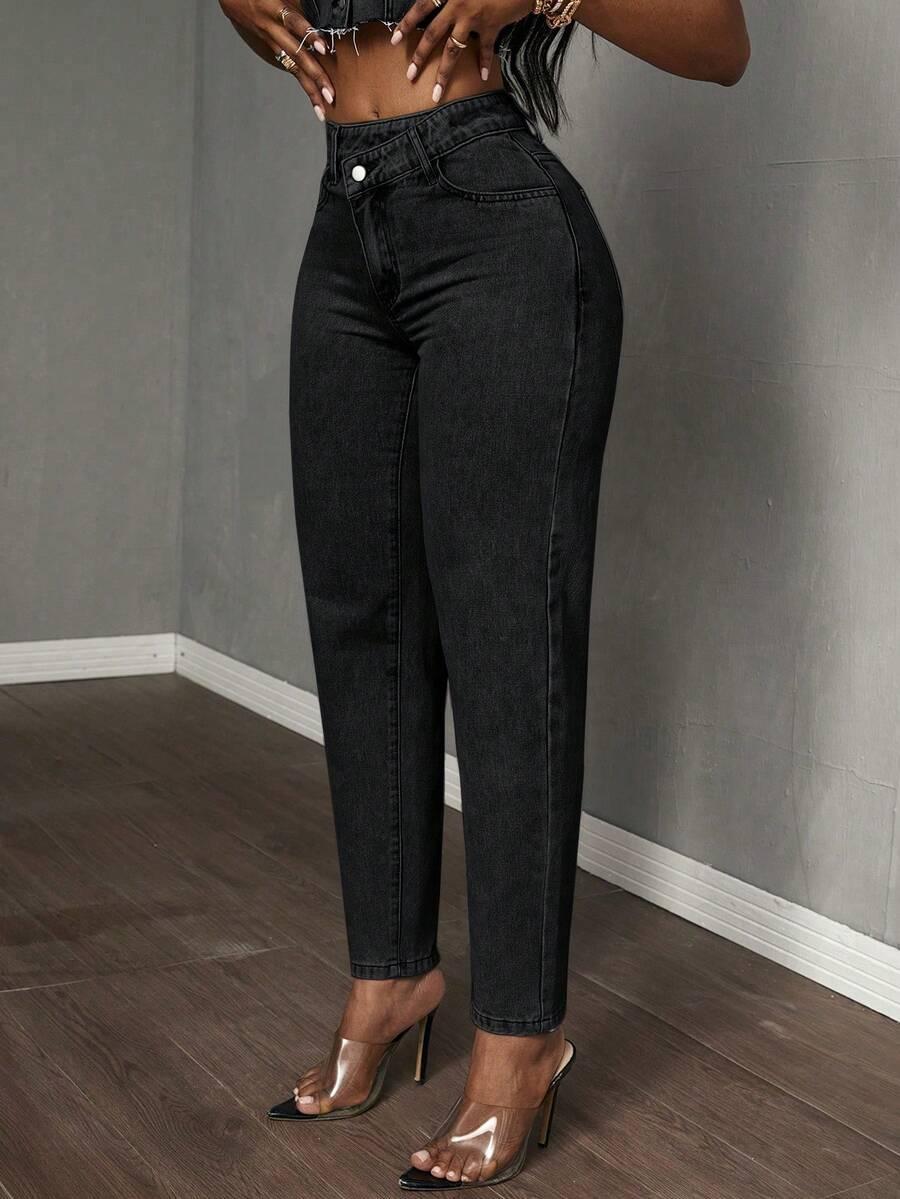 CZARNE SPODNIE JEANS 