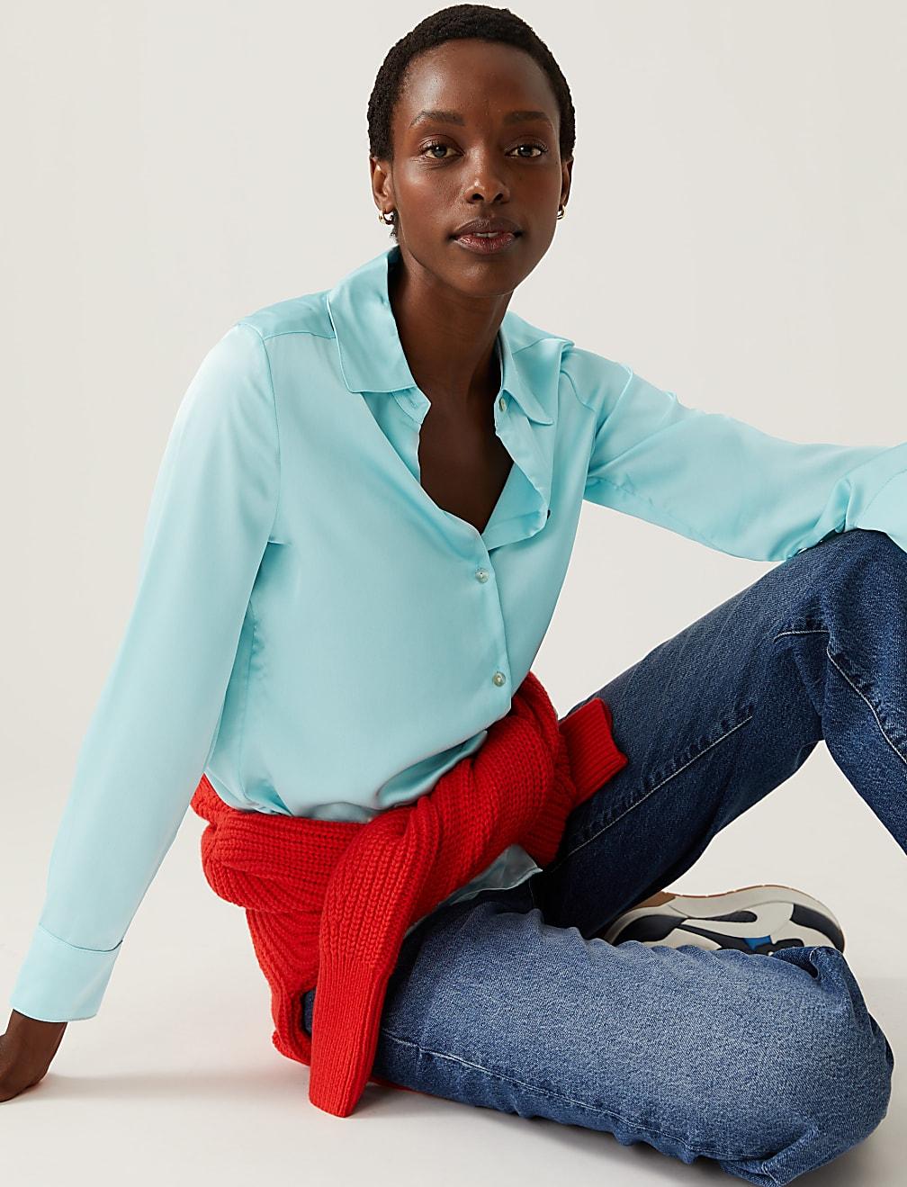koszula kołnierzyk casual T43-5397-PU