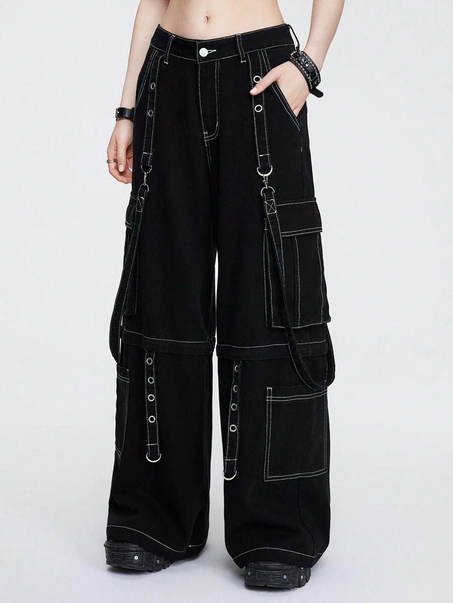 czarne spodnie 2w1 jeans