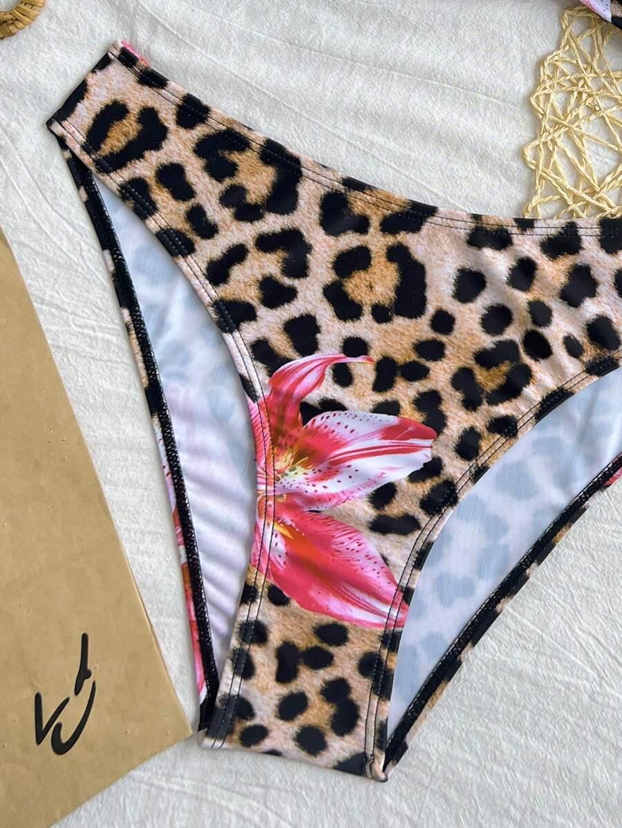dwuczęściowy strój kąpielowy animal print
