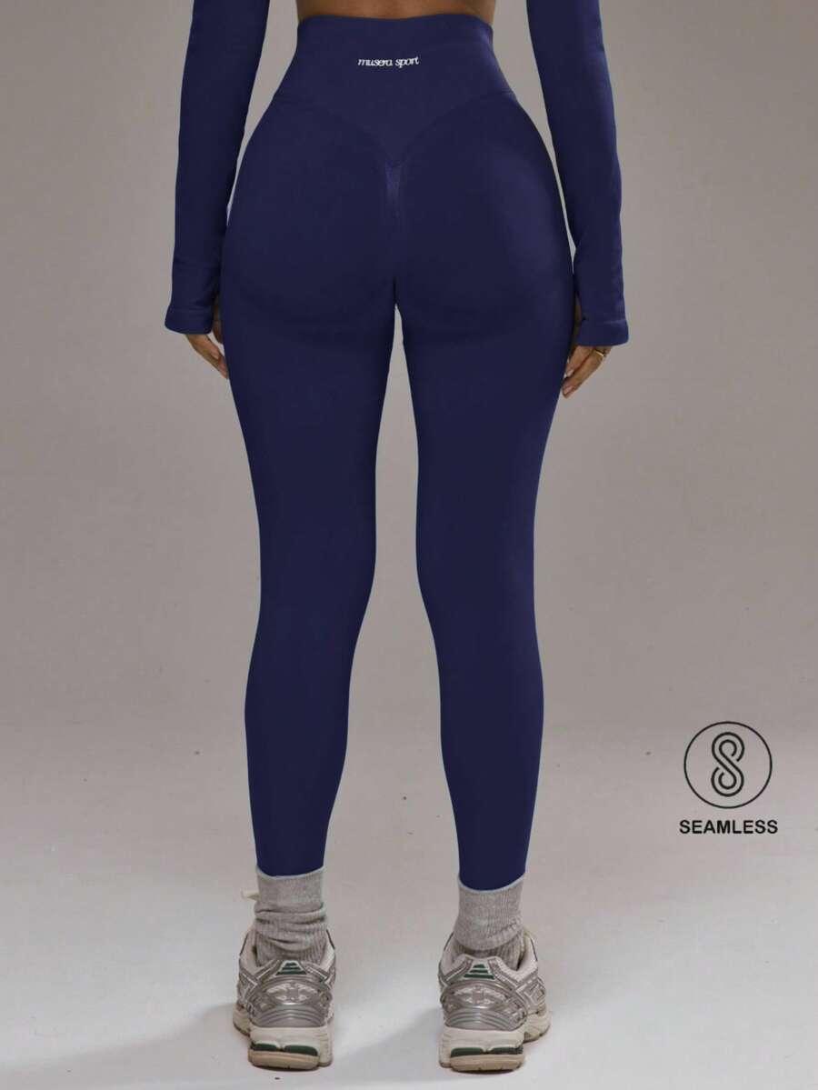 GRANATOWE LEGGINSY WYSOKI STAN