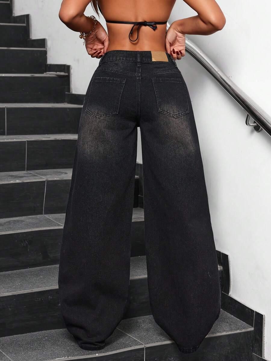 CZARNE SPODNIE JEANS