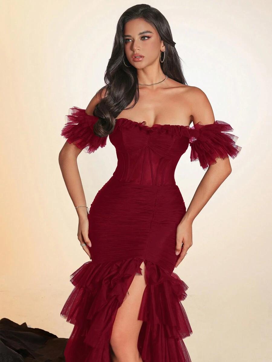 BURGUNDOWA MAXI SUKIENKA