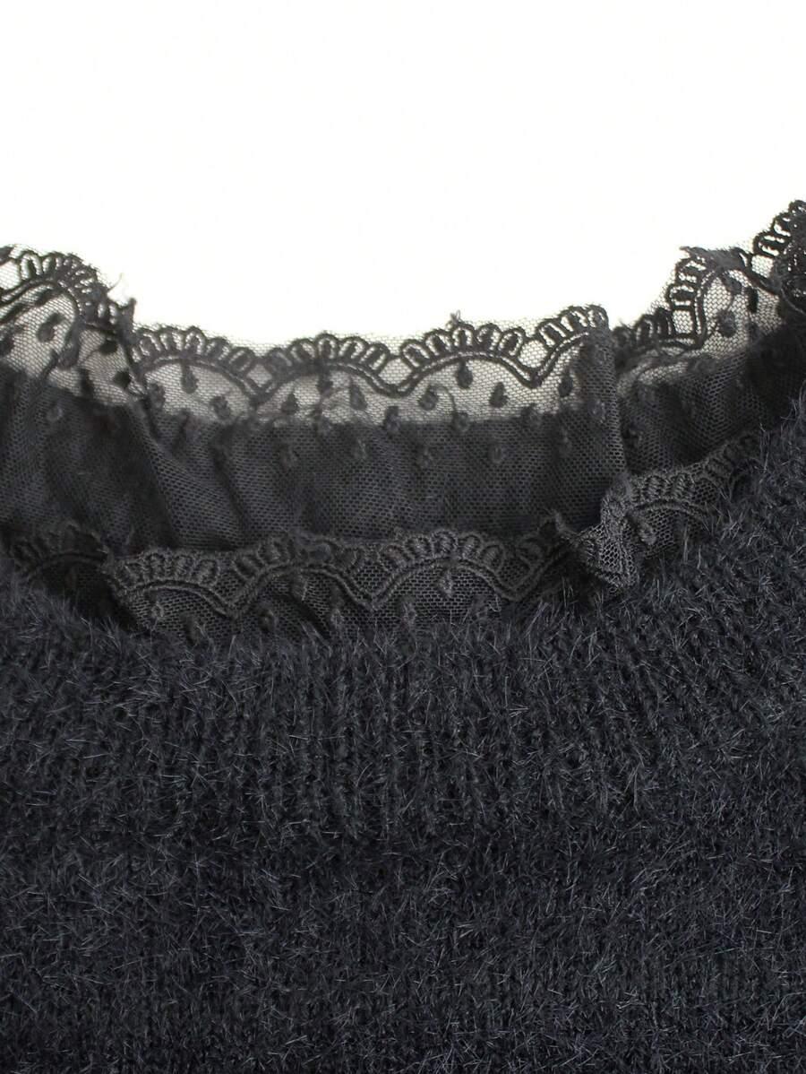 CZARNY SWETER KORONKA