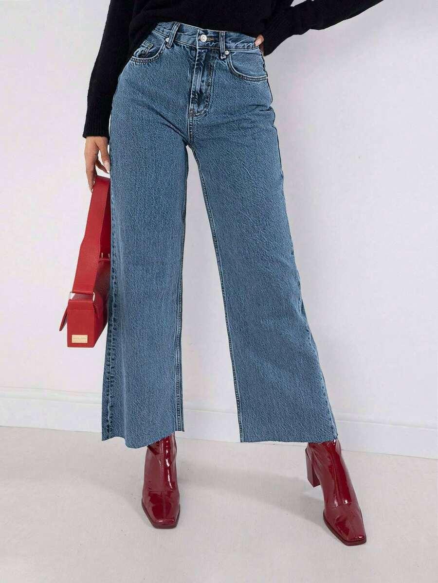 spodnie jeans wysoki stan 