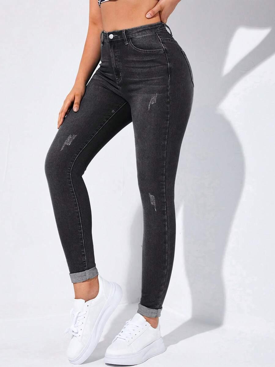 CZARNE SPODNIE JEANS 