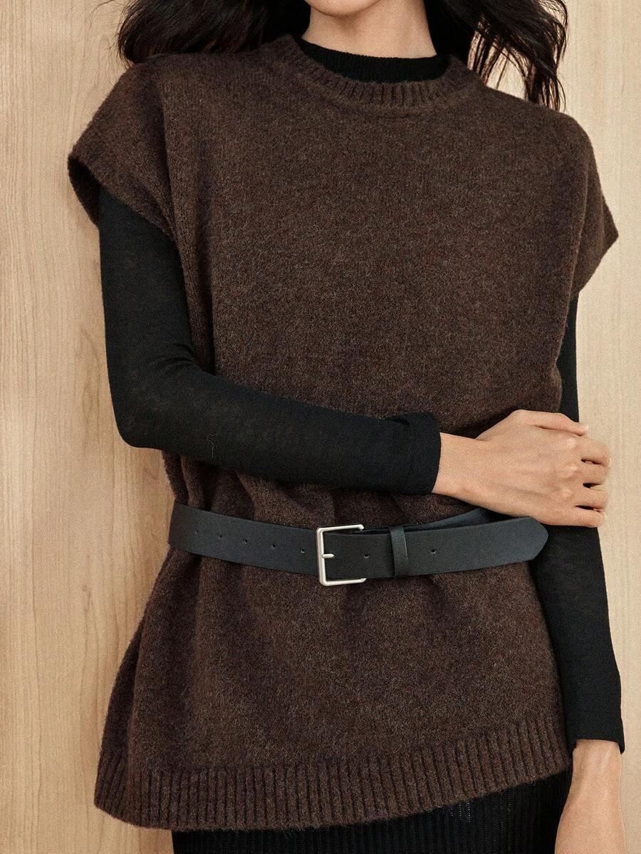 BRĄZOWA SWETER BEZ RĘKAWÓW
