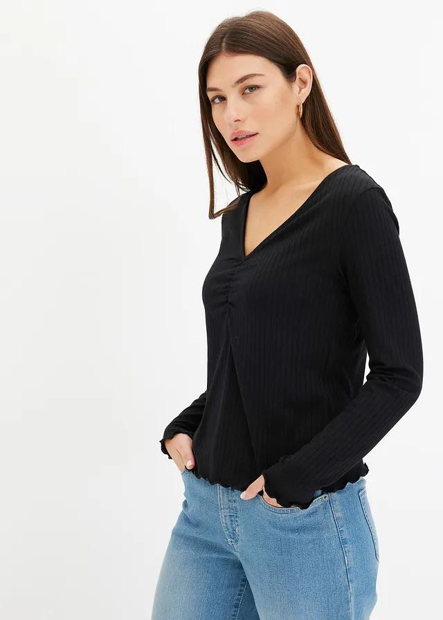 CZARNA BLUZKA V-NECK