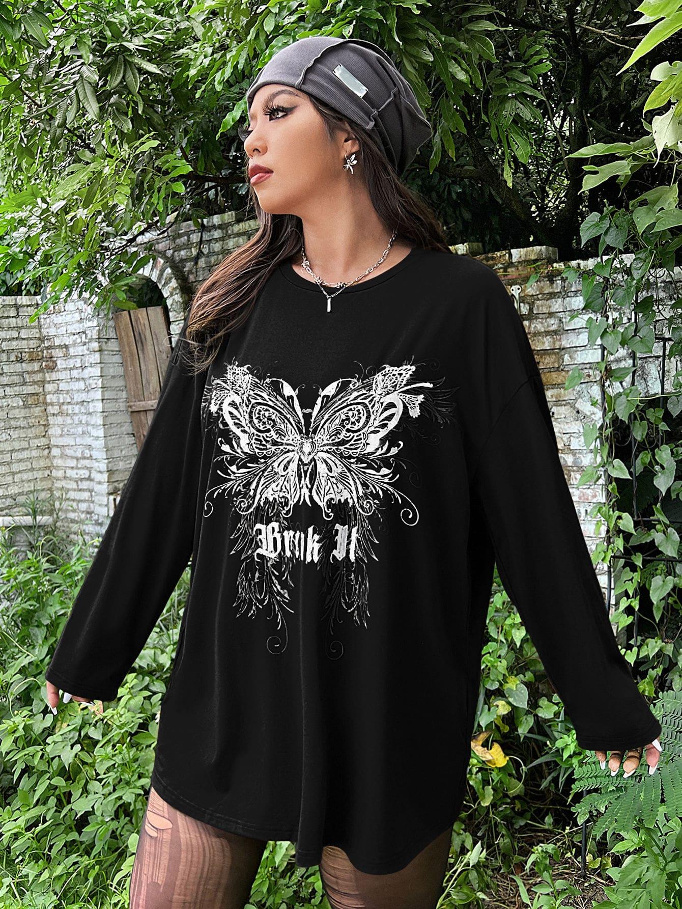 CZARNY T-SHIRTY PRINT