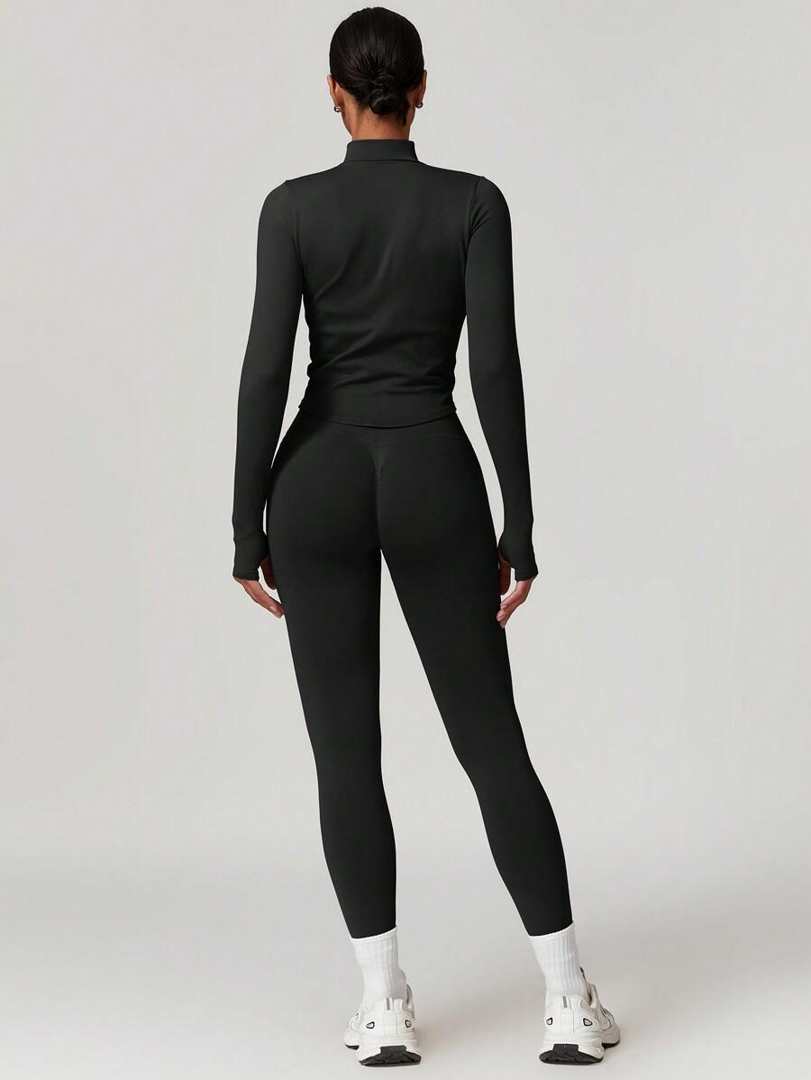 CZARNY KOMPLET BLUZA LEGGINSY 