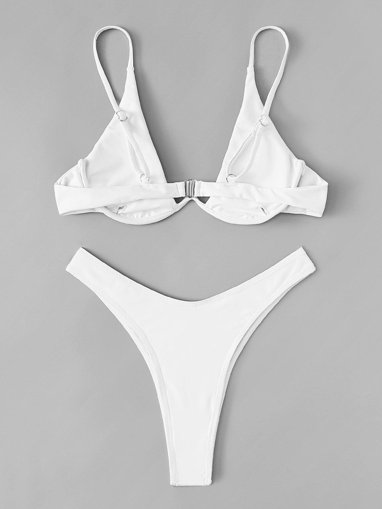 BIAŁY STRÓJ KĄPIELOWY BIKINI KOMPLET