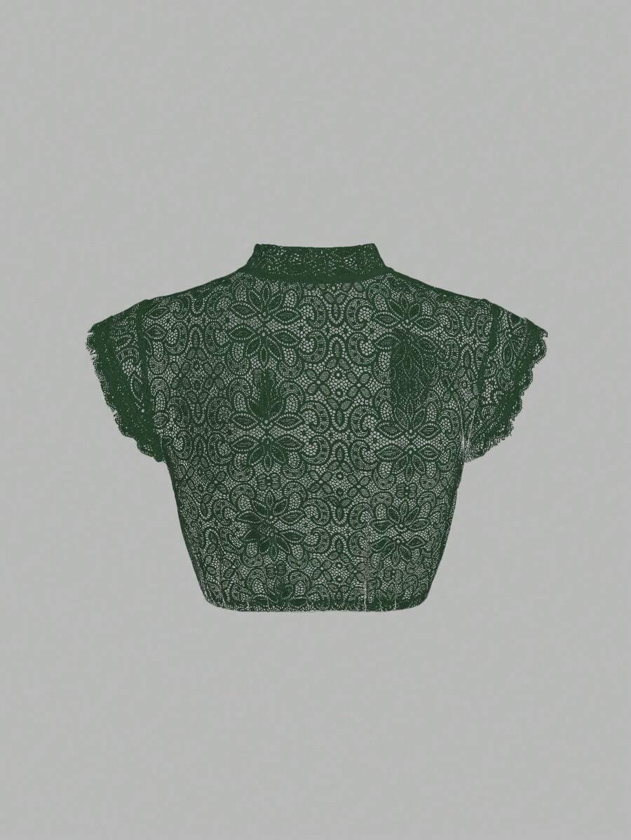 zielony top koronka