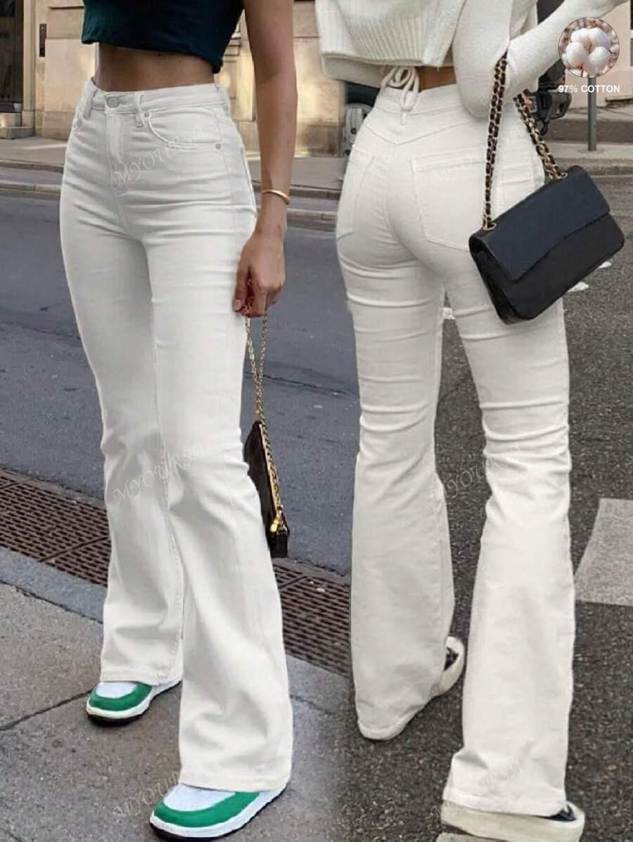 BIAŁE JEANSY WYSOKI STAN 