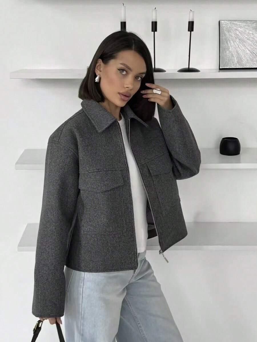 szara kurtka zamek 