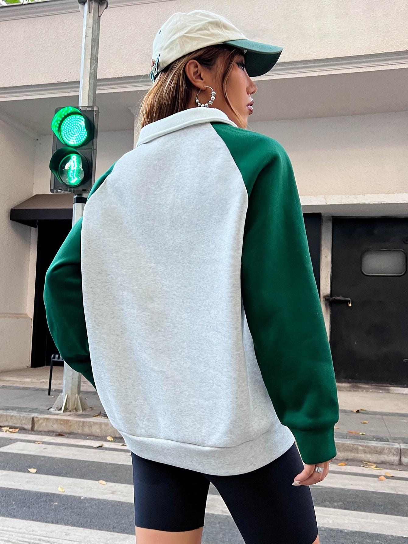 bluza oversize kołnierzyk guziki nadruk