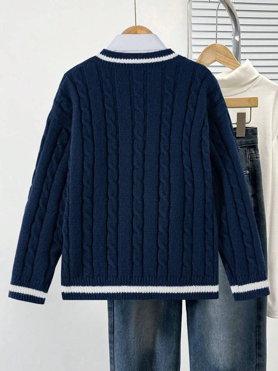 granatowy sweter v-neck