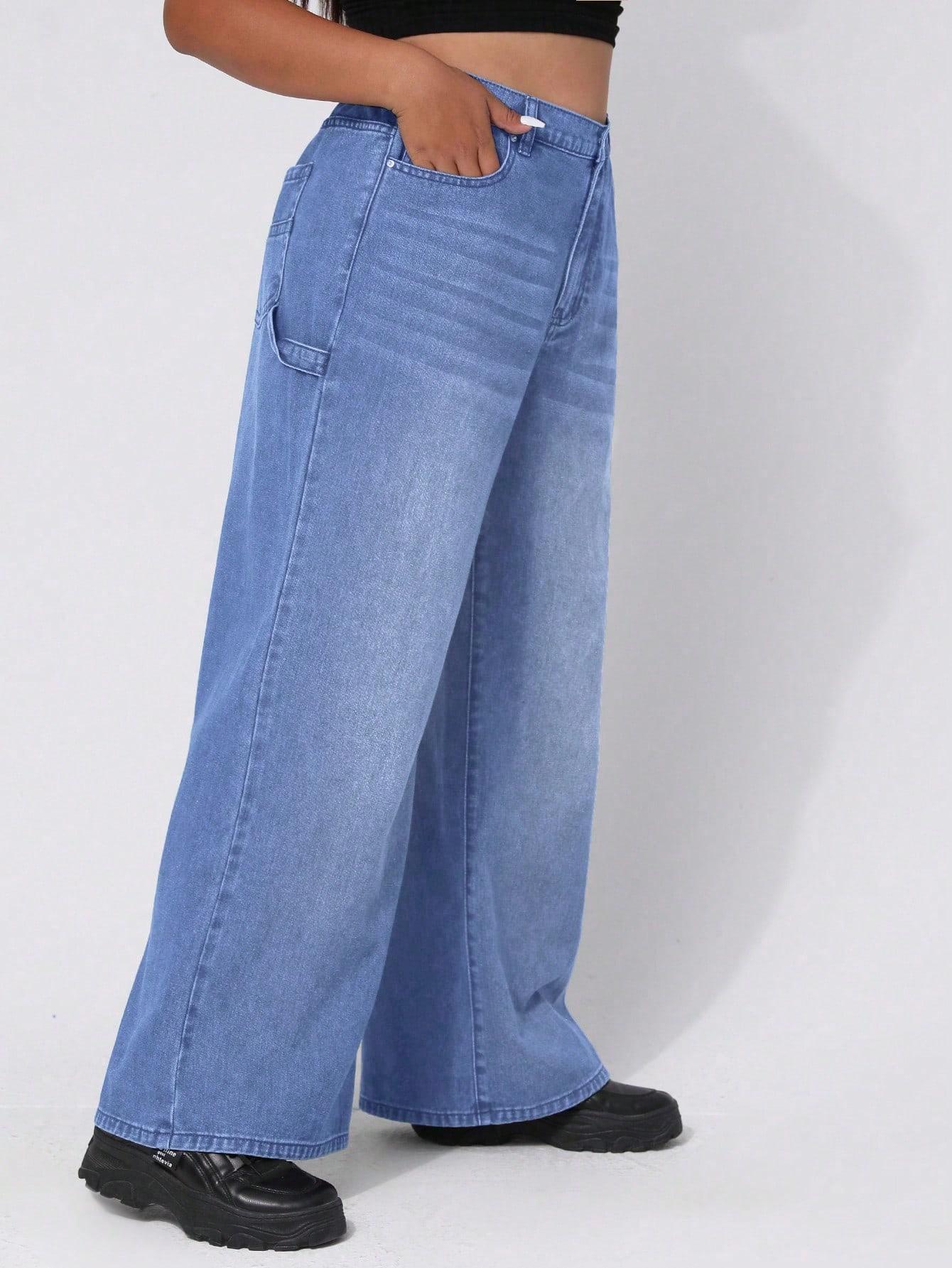 spodnie szerokie nogawki jeans wysoki stan