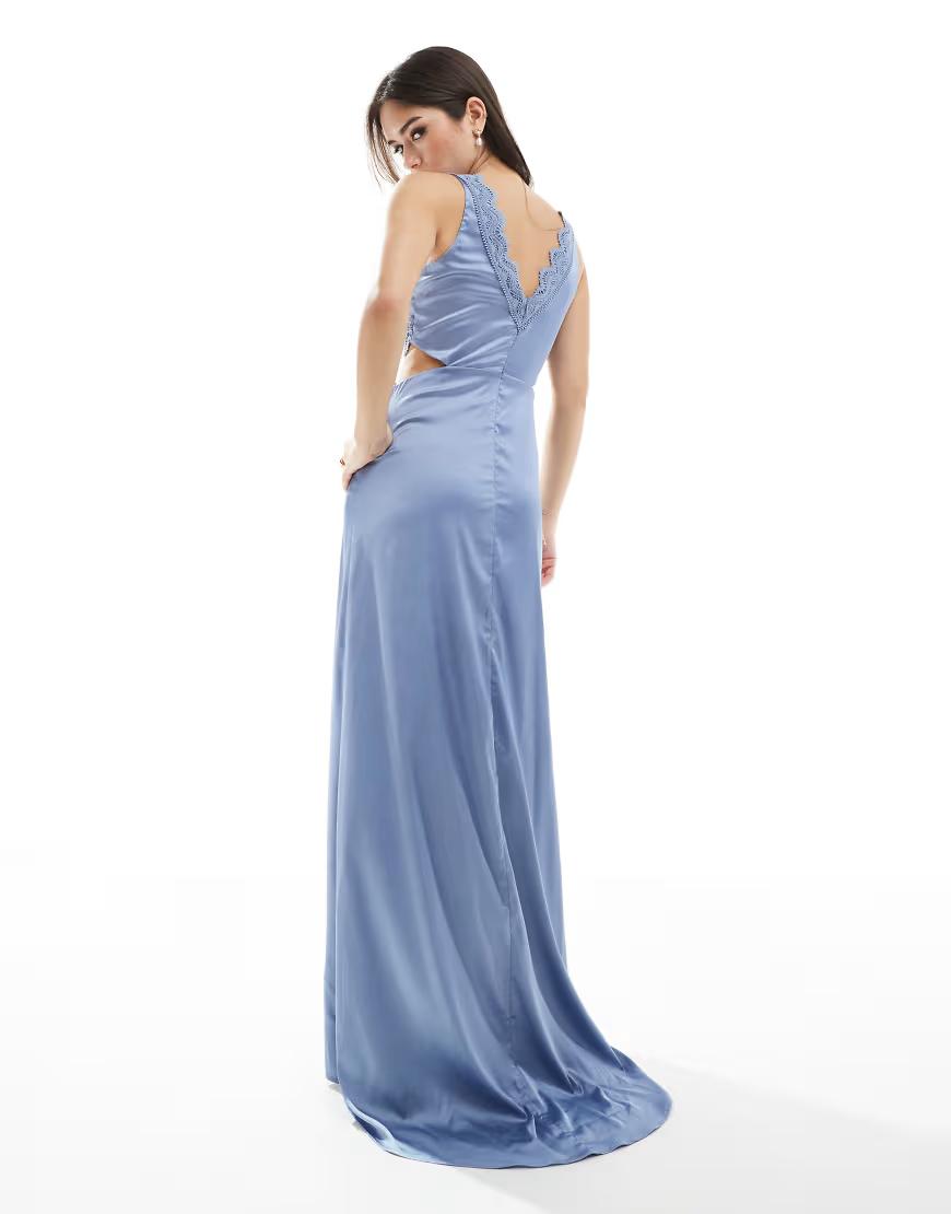 SATYNOWA MAXI SUKIENKA V-NECK