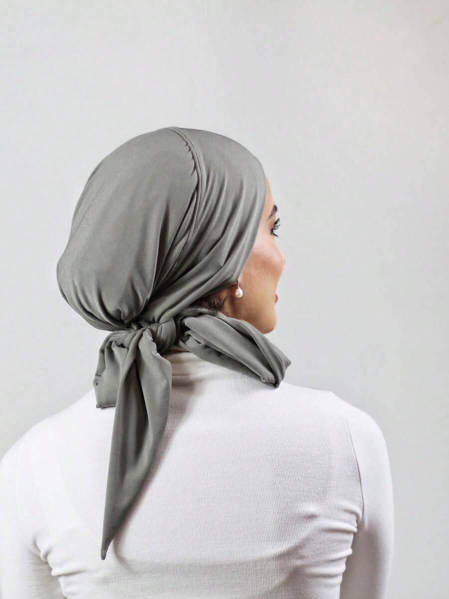 szary turban na głowę