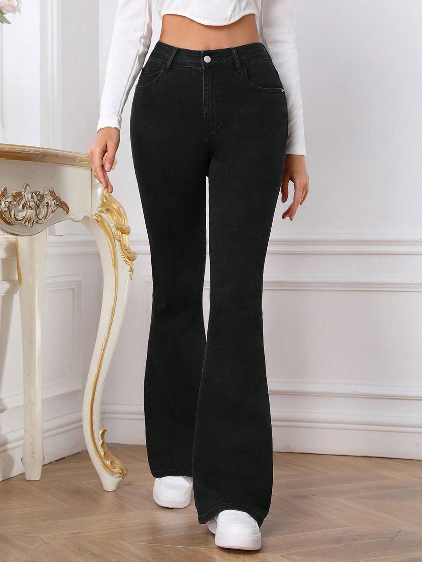 CZARNE SPODNIE JEANS DZWONY