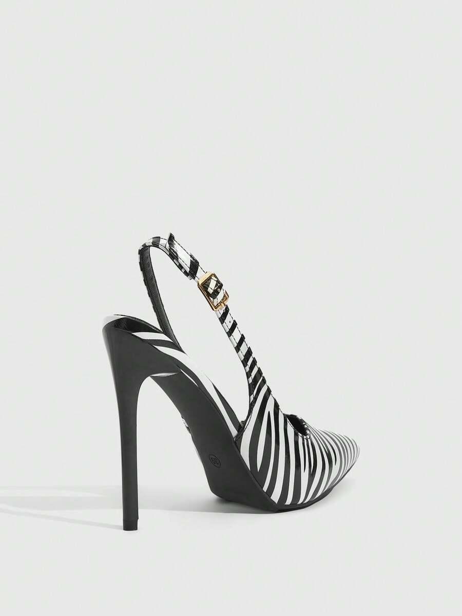 czółenka zebra print szpic