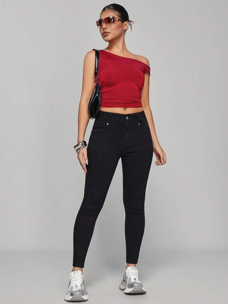 CZARNE SPODNIE JEANS