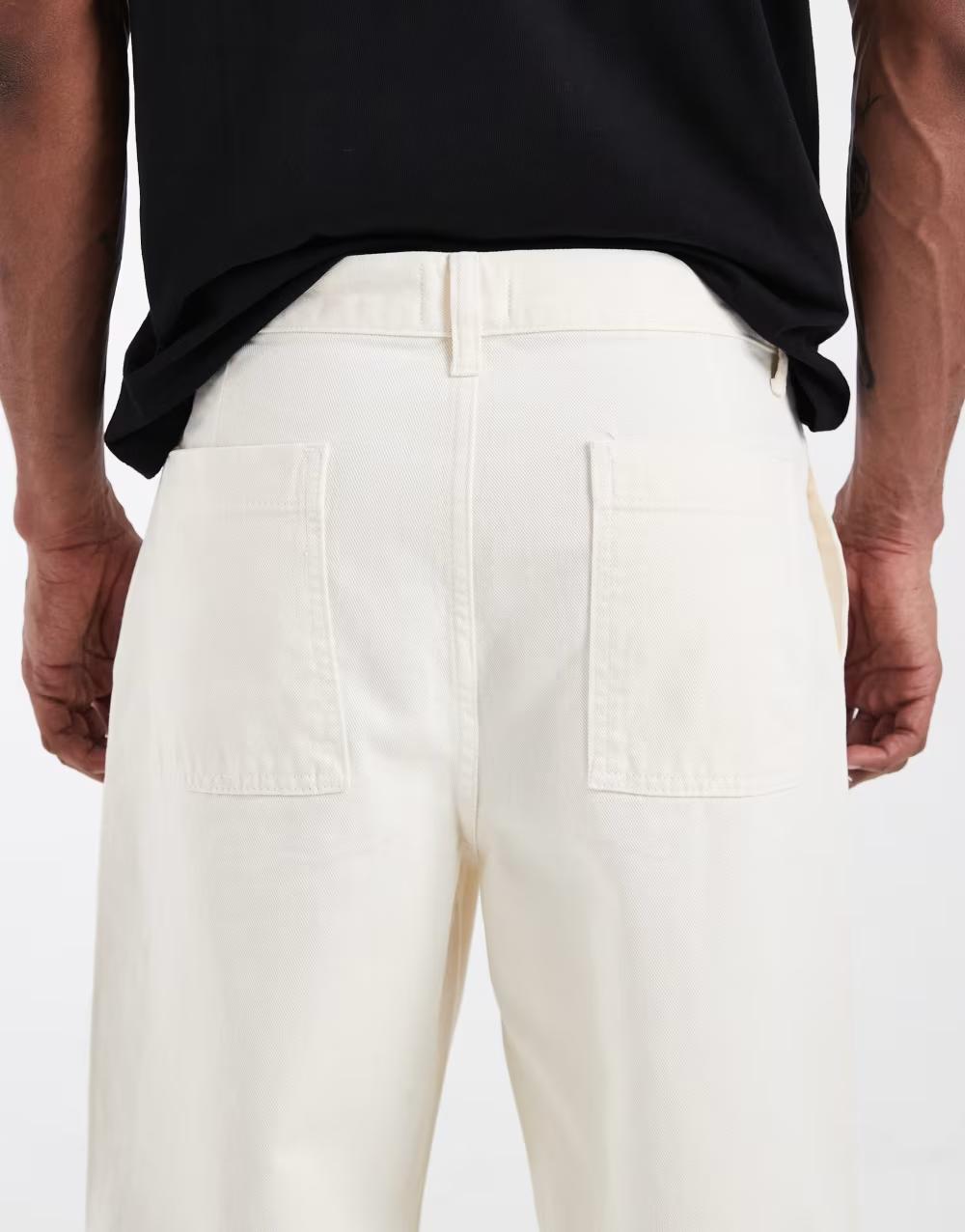 KREMOWE SPODNIE JEANS kieszenie proste nogawki