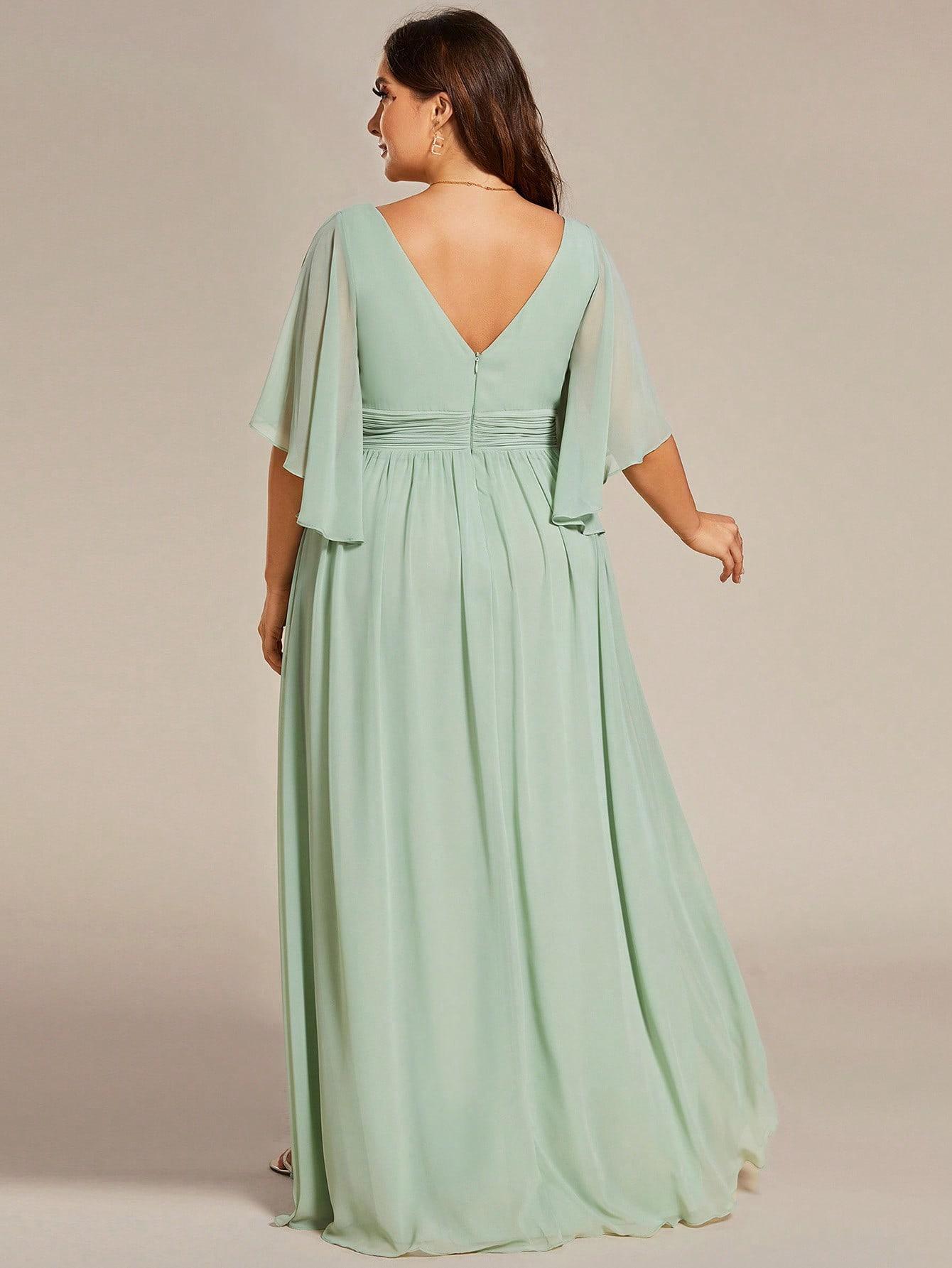 ZIELONA MAXI SUKIENKA V-NECK