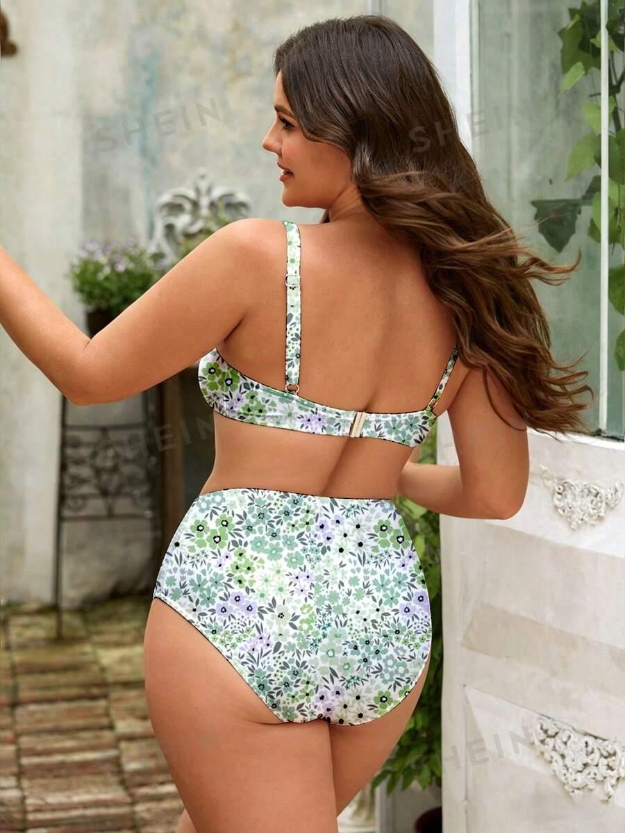 dwuczęściowy kostium kąpielowy bikini floral print