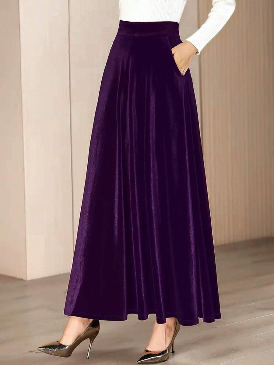 fioletowa spódnica maxi
