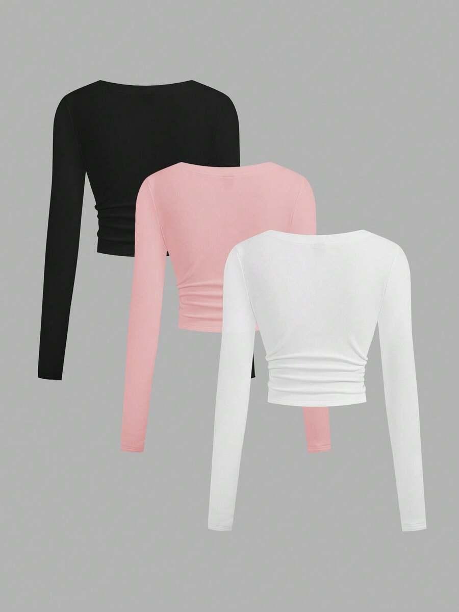 ocieplana bluzka v neck marszczenie