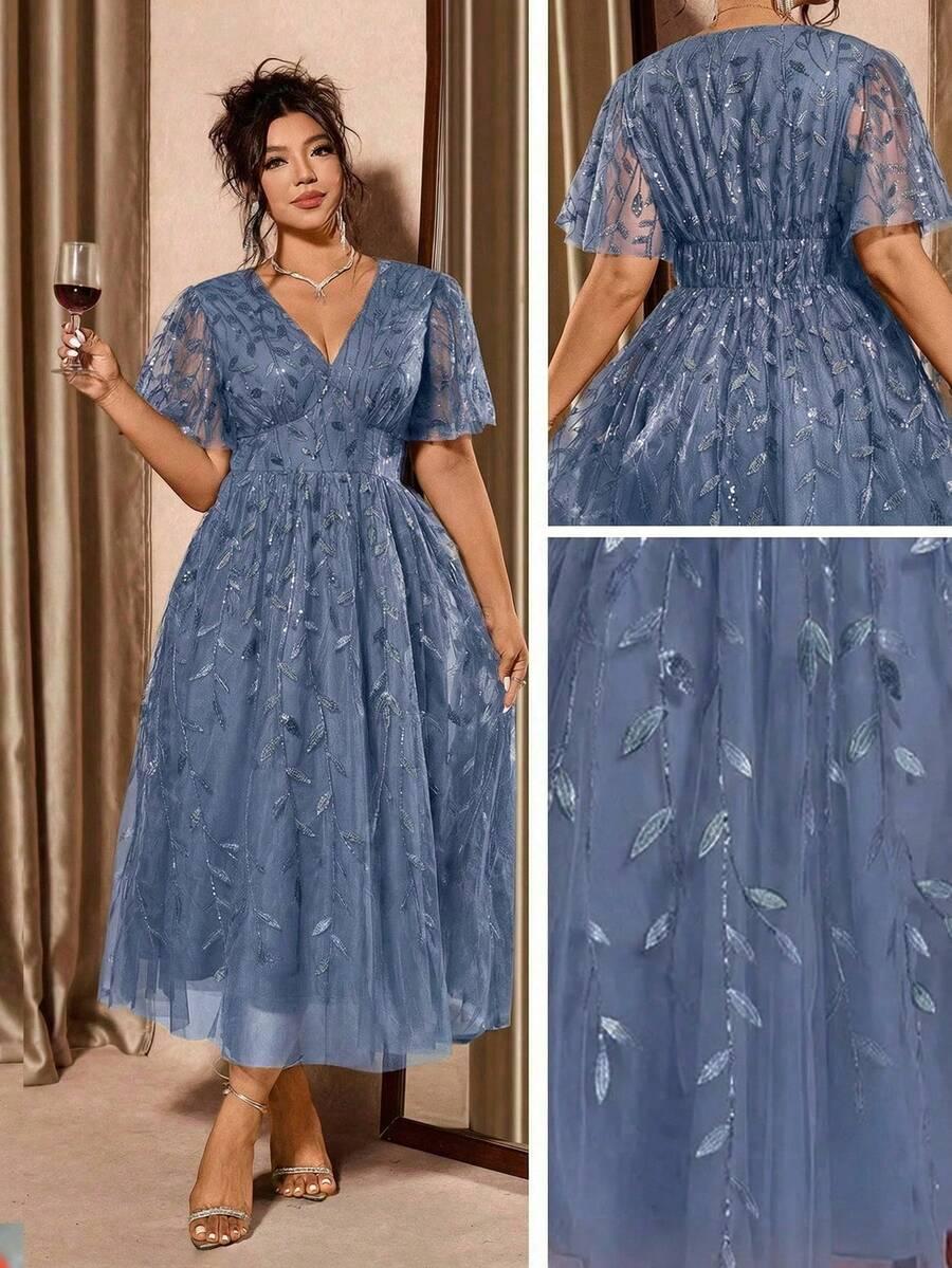 niebieska midi sukienka