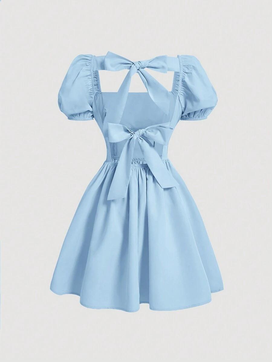 NIEBIESKA MINI SUKIENKA BUFKI