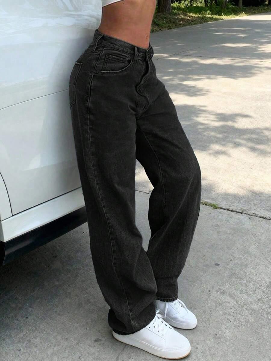 CZARNE SPODNIE JEANS