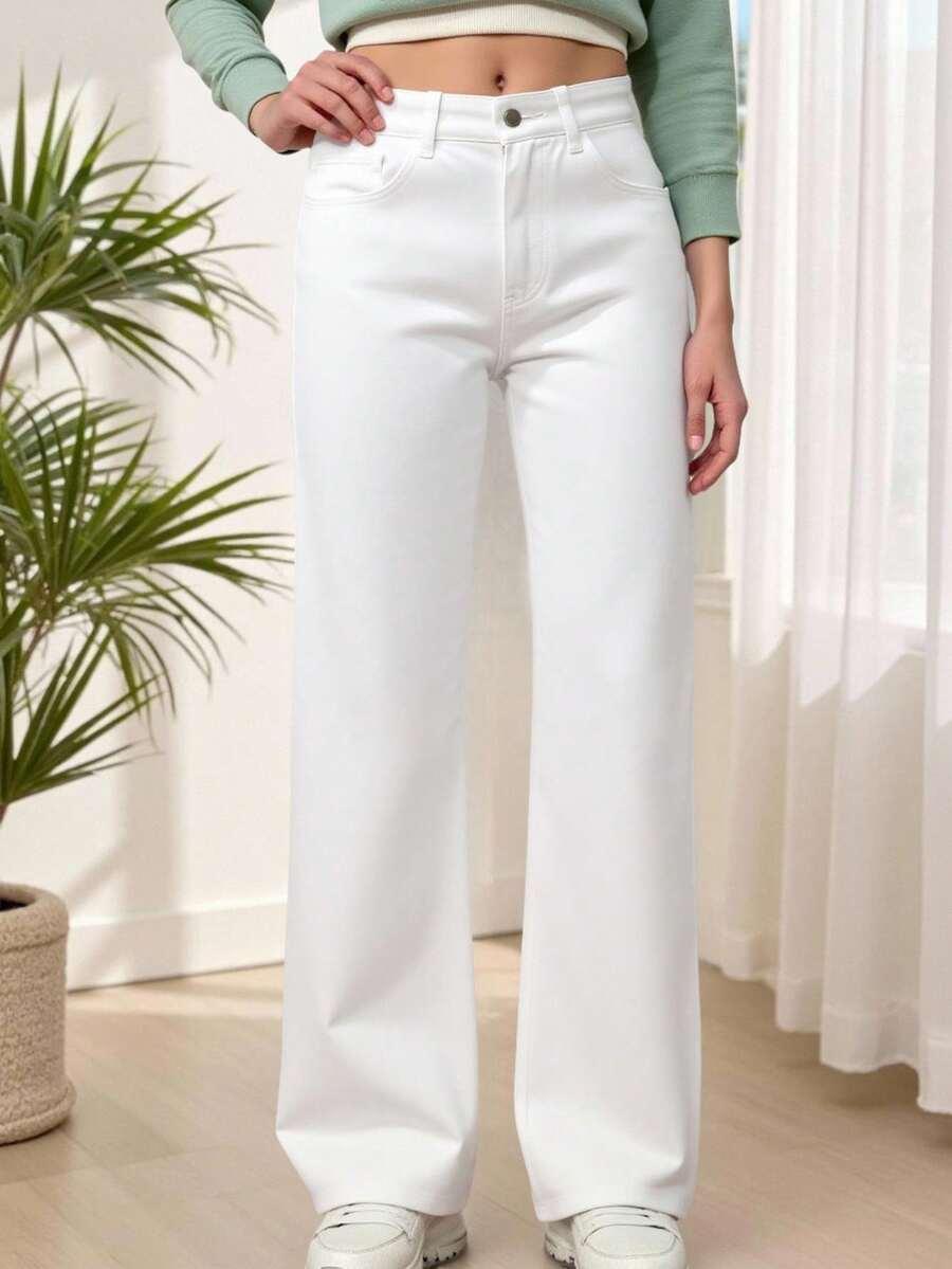BIAŁE SPODNIE JEANS