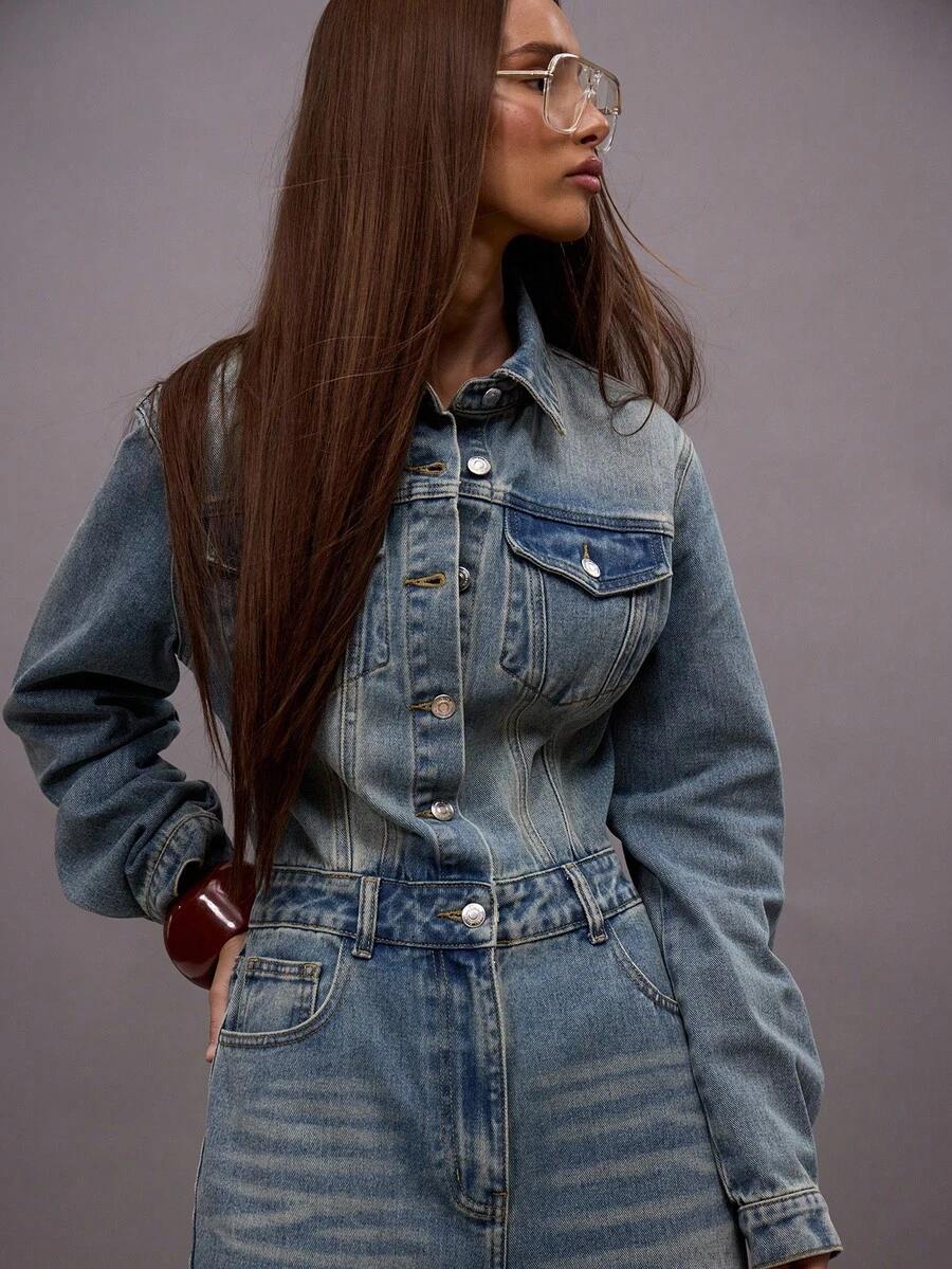 NIEBIESKI KOMBINEZON JEANS 