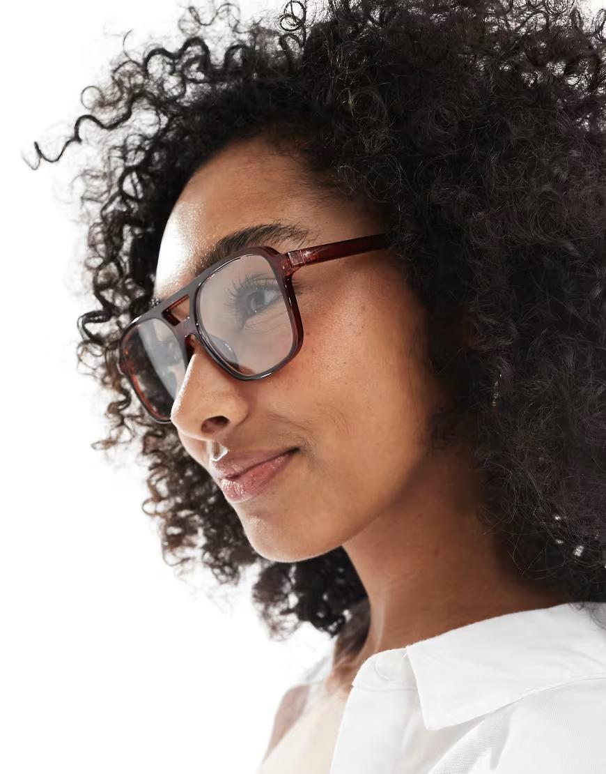 BRĄZOWE OKULARY ZERÓWKI