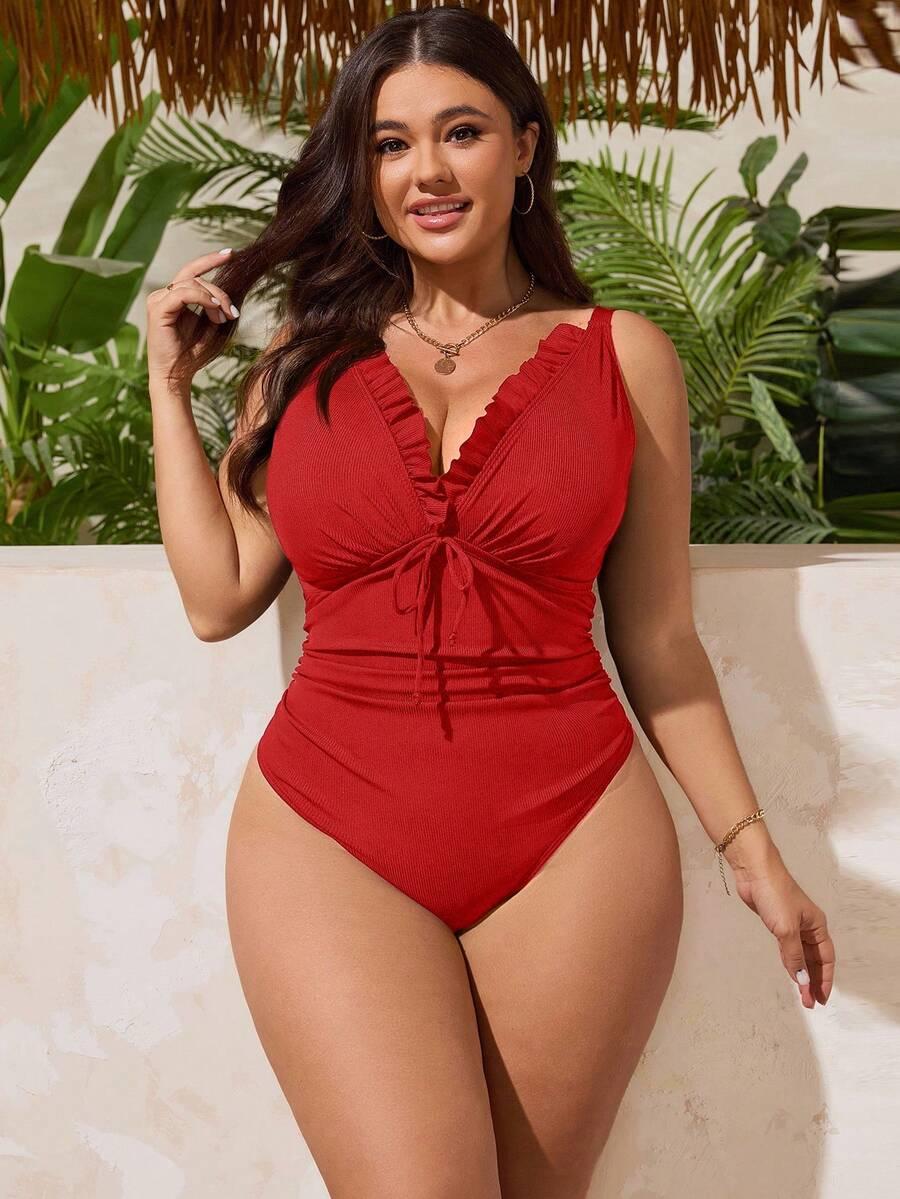 CZERWONY KOSTIUM KĄPIELOWY JEDNOCZĘŚCIOWY