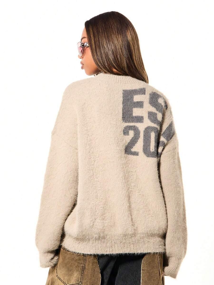 BEŻOWY DZIANINOWY SWETER