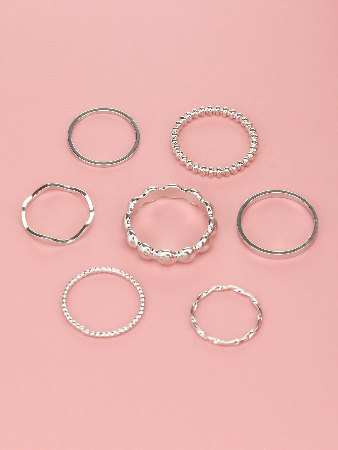 pierścionki tekstura 7-pack