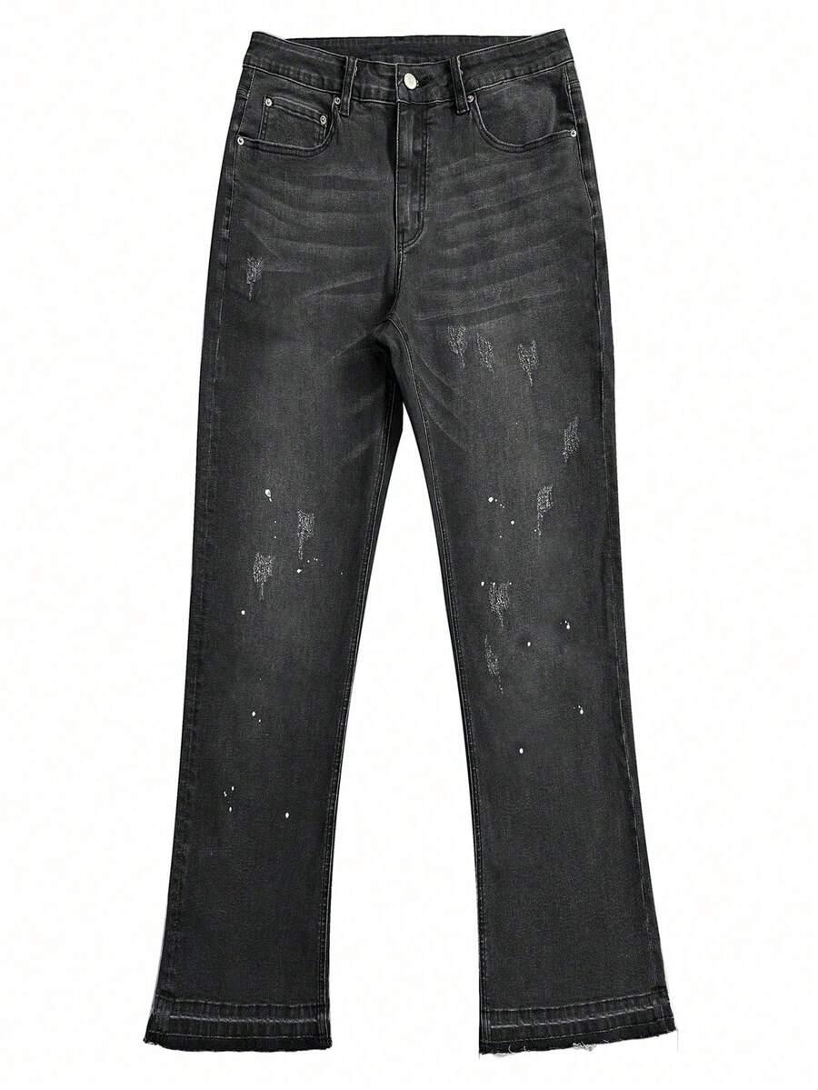 spodnie jeans ripped print