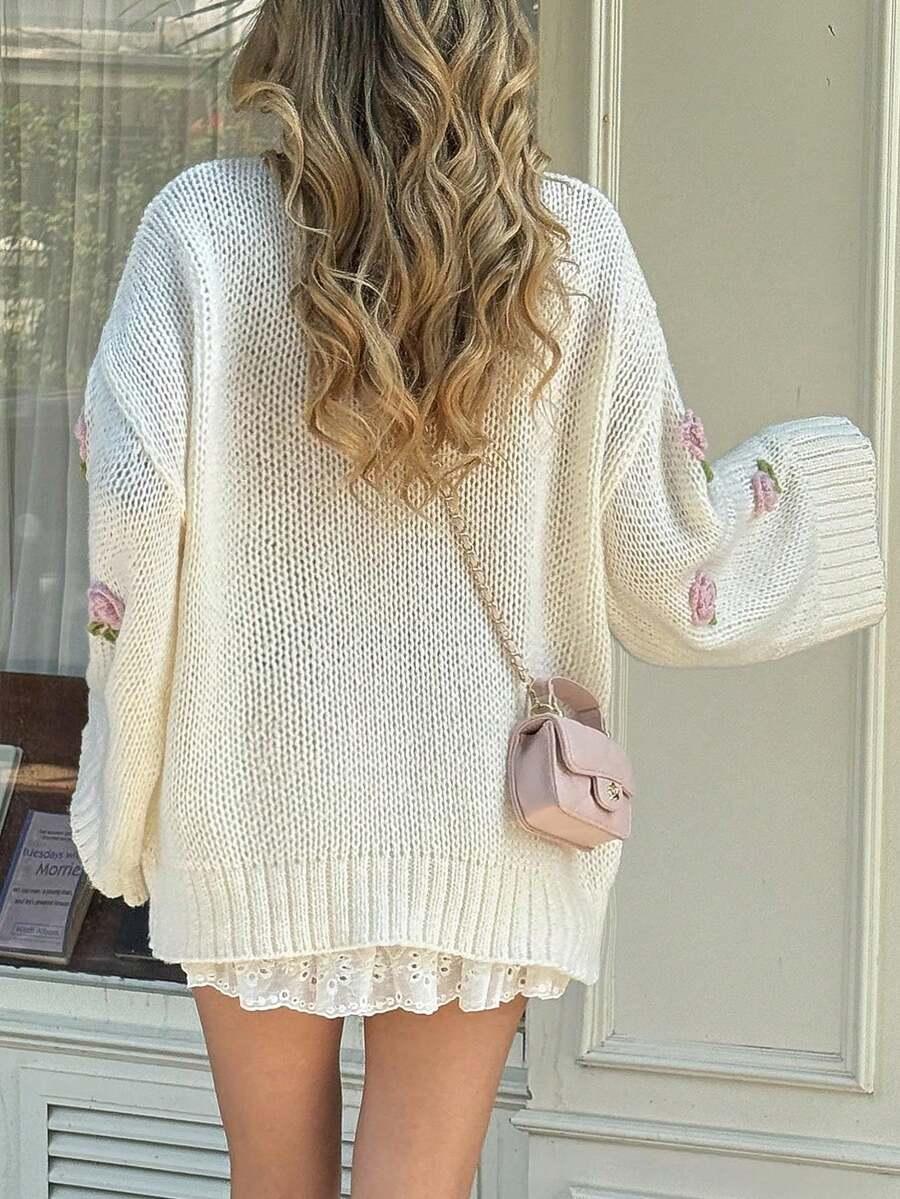 SWETER OVERSIZE KWIATY