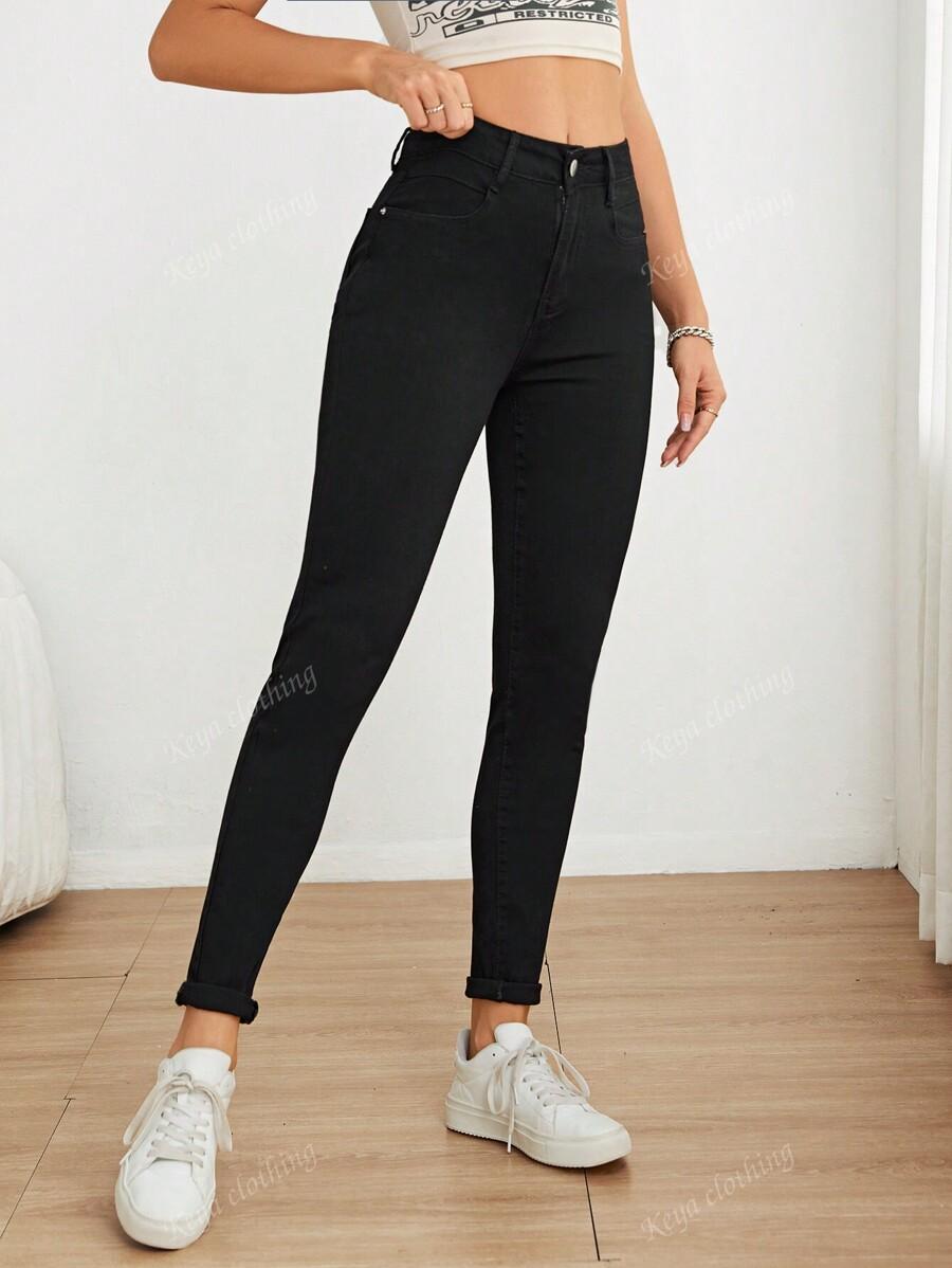 CZARNE SPODNIE RURKI JEANS