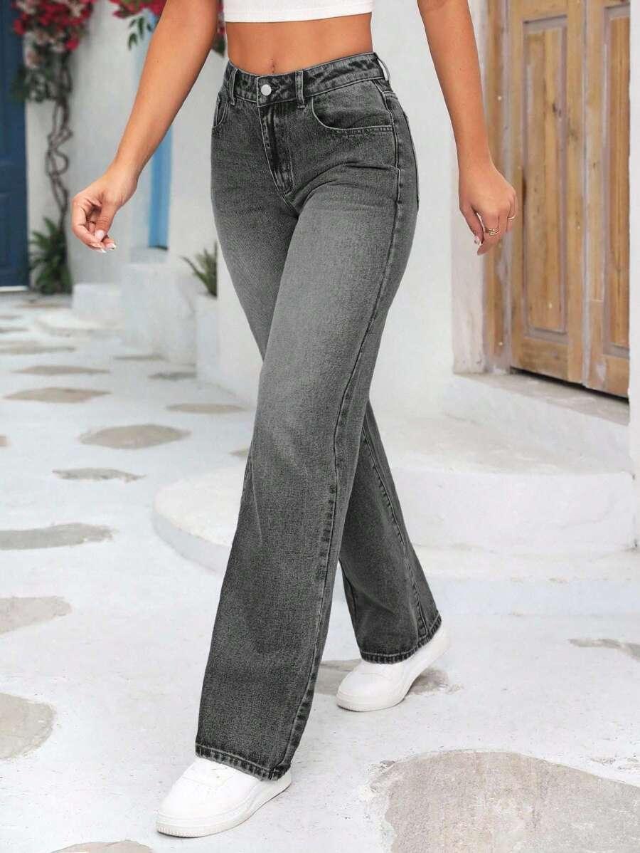 SZARE PROSTE SPODNIE JEANS