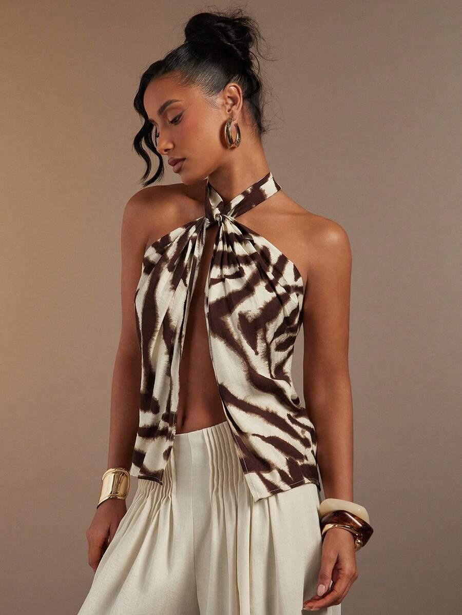 TOP WIĄZANIE ANIMAL PRINT