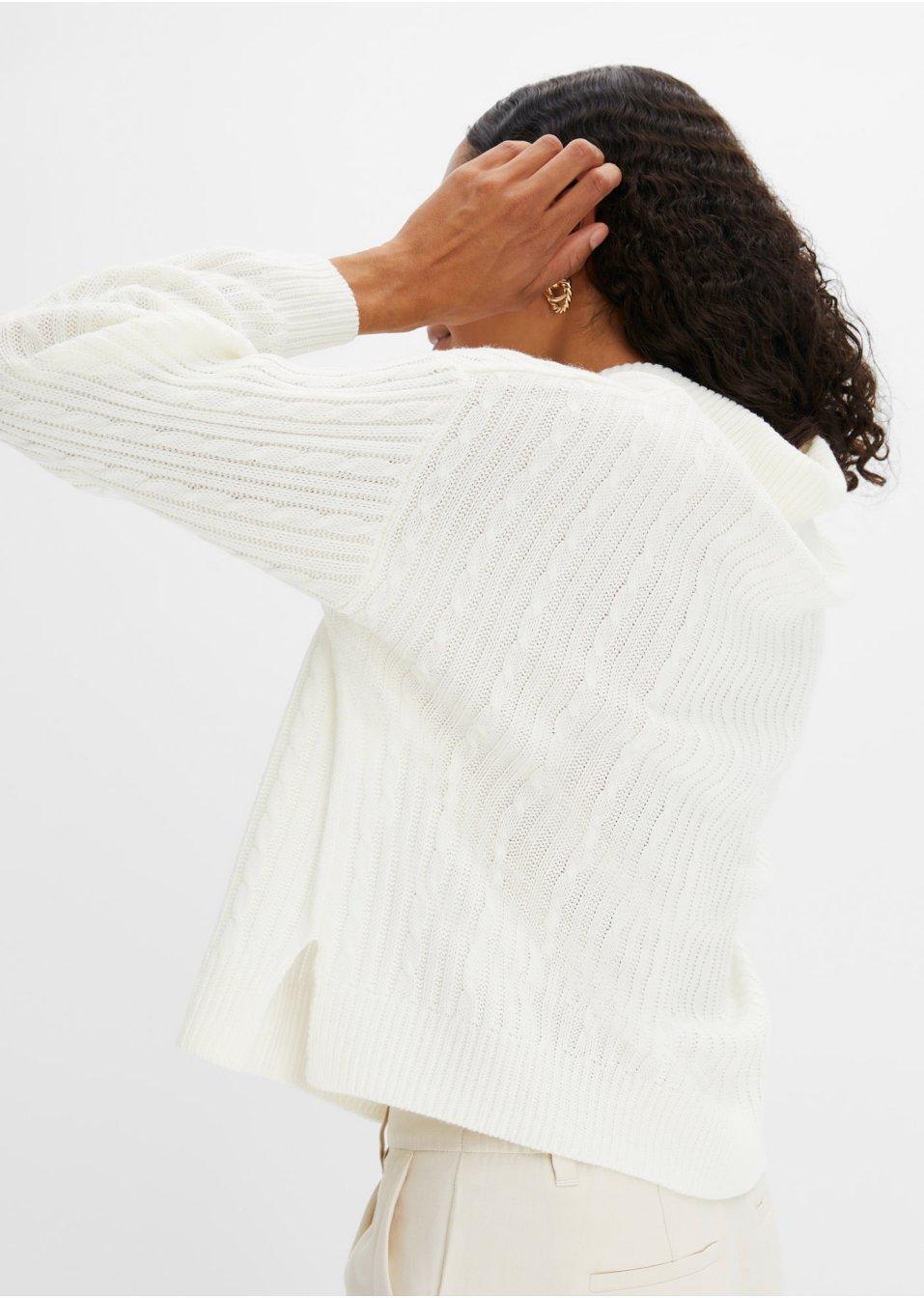 BIAŁY SWETER V-NECK